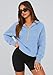 PRETTYGARDEN Women's 2026 Fall Hooded Sweatshirts Long Sleeve Half Zip Cropped Hoodies Pullover Winter Fashion Clothes (Sky Blue,Large)
