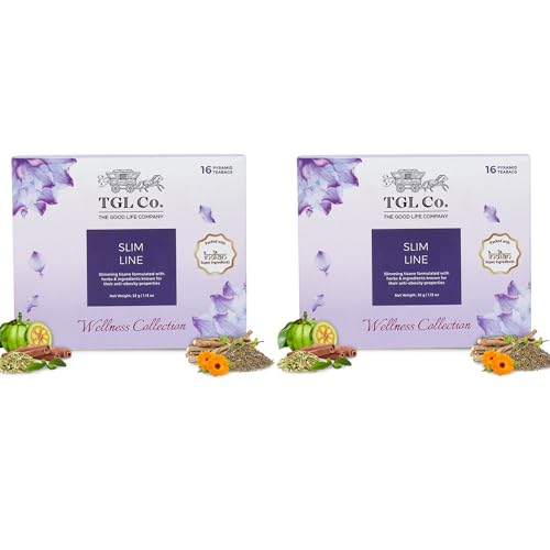 Image of TGL Co. Slim Line Green 16 Tea Bags Pack of 2 | Body Detox Properties | Relieves Constipation | Aids Metabolism | Supports Healthy Digestion