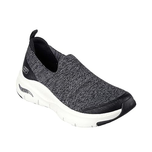 Skechers Skechers Women's Slip-on Slipper, Black Knit White Trim, 10.5
