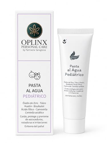 Oplinx Personal Care Pasta al Agua Pediátrico, con Óxido de Zinc, Talco, Kaolín, Bisabolol, Camomila y Centella Asiática, Eritema del Pañal