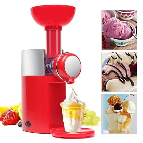 Machine À Desserts Glacés Aux Fruits, Sorbetière, Machine À Glace Italienne sans Bpa pour Enfants, Machine À Milkshakes Maison Red