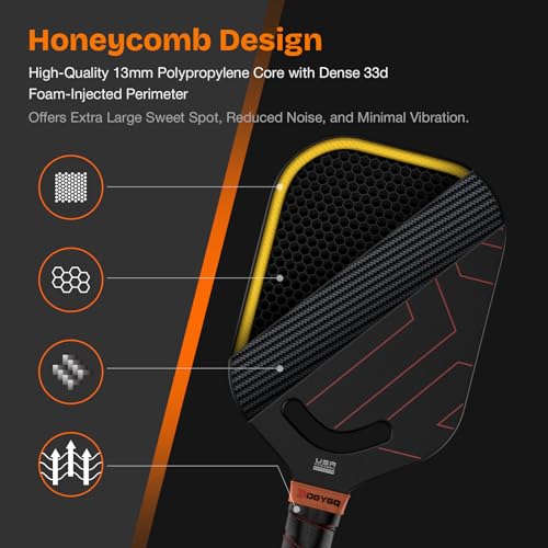 Image of DGYGQ Pickleball Paddles with Polypropylene Honeycomb Core, T700SC Power Carbon Fiber Pickleball Paddle, Increased Power for Ultimate Spin & Consistency