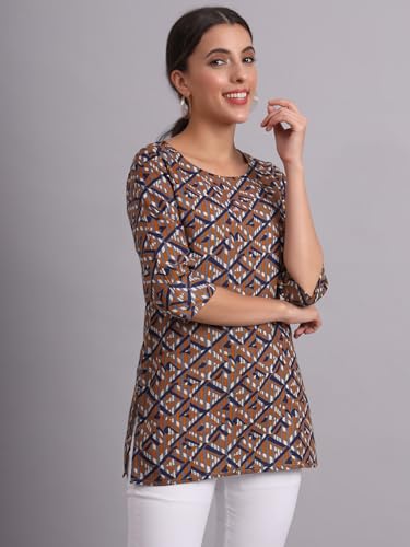 Image of PATLANI Women's Cotton Printed Short Fullstitched Kurti /Kurtas.