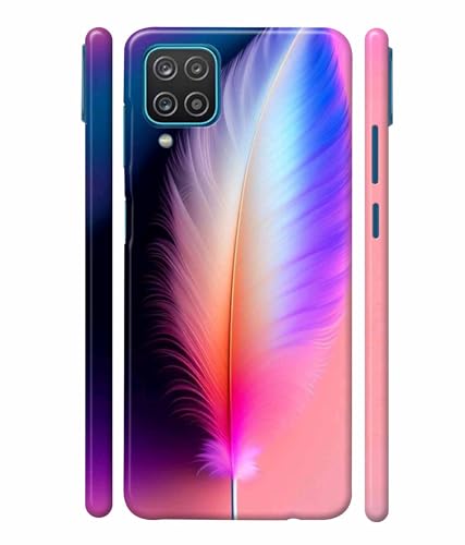 Image of Printed Hard Back Case Cover & Compatible for Samsung Galaxy M12 / Samsung F12 / Samsung A12 | Colourful Feather (Multicolor) - D1181