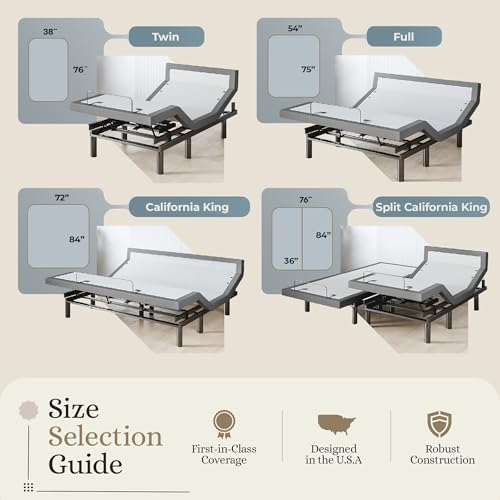 Image of Sven & Son Harmony Adjustable Bed Base, Head and Foot Lift, Massage, Under-Bed Lights, USB, Memory, Zero Gravity Smart Frame - Full