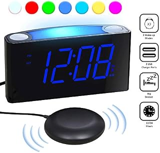 Loud vibrating Alarm Clock with Bed Shaker for Bedrooms, Heavy Sleepers Deaf Hard
