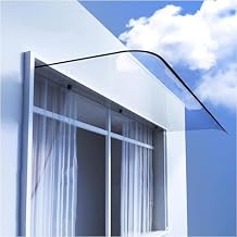 Polycarbonate Porch Awning - Outdoor Transparent Invisible Rain Shelter Cover, Curved Window Awning Canopy for Sun, UV, Snow, Garden and Patio