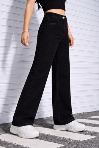 Image of ADBUCKS Stretchable Denim Fabric High Rise Straight Fit Jeans for Girls