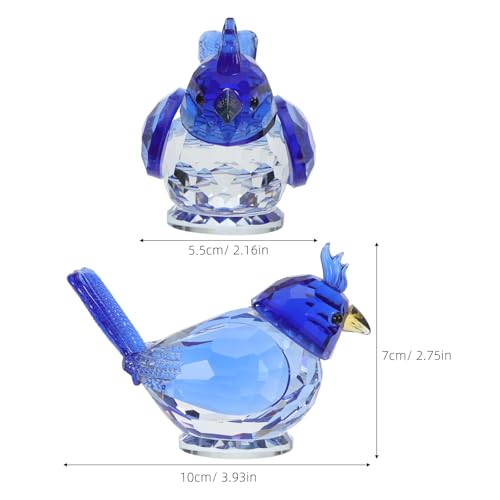 Figurine oiseau cristal bleu decorative SHINEOFI sculpture grand format centre de table