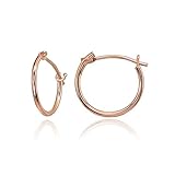 14 K oro pequeño pequeño 12 mm de alto pulido Ronda Thin Ligero Unisex pendientes de aro