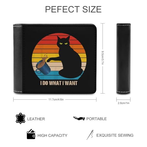 Do What I Want for Black Cat Men's Minimalist Wallet Blocking Leather Bifold Wallet Slim Purse with 6 Credit Card2