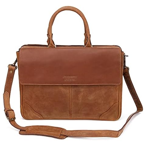 NORDBURY® Handmade Leather Business Briefcase Laptop Bag Documents Bag Messenger Bag Shoulder Office Travel Bag Cover