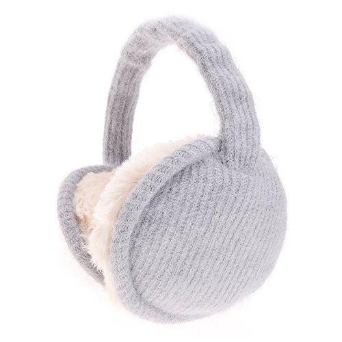 ZLYC Womens Girls Winter Warm Adjustble Knitted Ear Warmers Foldable Earmuffs, Gray Grey