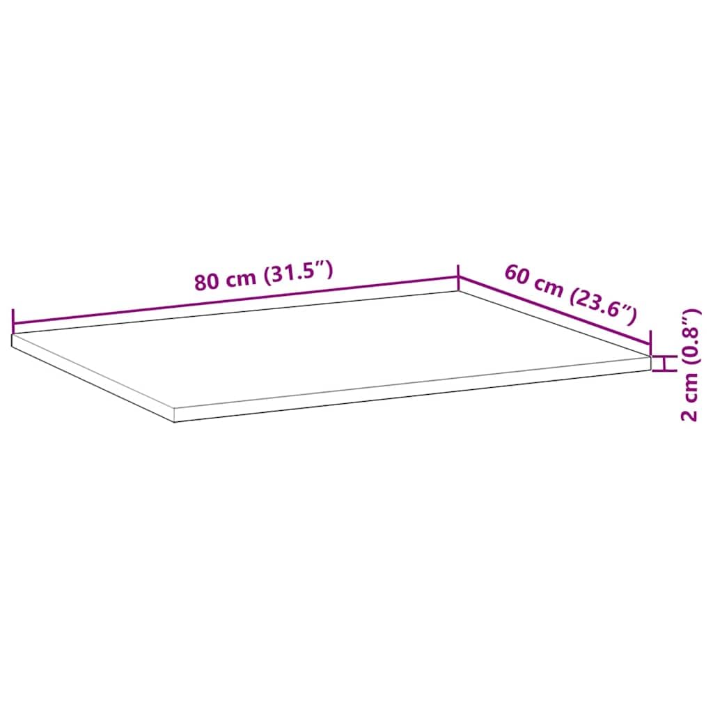vidaXL Tablero de Mesa Rectangular Madera Maciza Acacia 80x60x2 cm