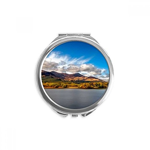 Espejo de bolsillo portátil decorado con paisaje natural de montaña ideal para regalar