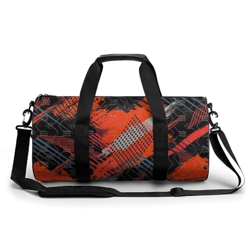 Sac de sport gym vintage rouge noir duffel bag week-end pour voyage 45x23x23cm