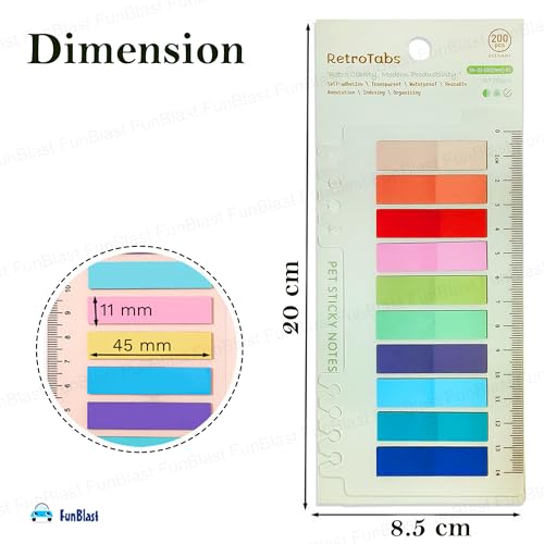 Image of FunBlast PET Sticky Notes - 600 Pcs Transparent Sticky Tabs, Morandi Pastel Page Markers with Ruler, Clear Index Tabs for Books, Notes, and Office Use