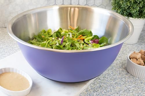Image of Fox Run Stainless Steel Mixing Bowl, Purple, Large 10.75 Quart Mixing Bowl