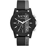 A｜X ARMANI EXCHANGE Men's Chronograph Black & Gray Silicone Strap Watch (Model: A|X1331)