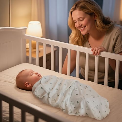 Image of GLLQUEN BABY Swaddles for Newborns 0-3 Months, Adjustable & Easy Fastener | 3-Pack, Organic Cotton Swaddle, Womb-Like Nursery Swaddling Blanket reduces startle reflex, soft and skin-friendly fabric
