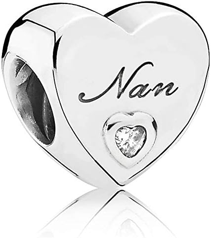 CWOne Designs Family Love Heart Charm Beads - Authentic S925 Sterling Silver Love Heart Family Collection Charms with Cubic Zirconia Charms & Gift Pouch