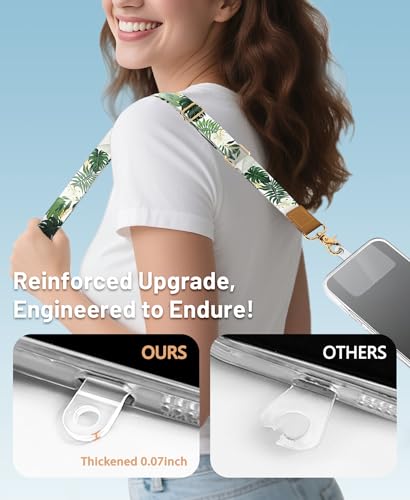 Image of Yonlevres Phone Lanyard Crossbody Strap Wrist Neck Adjustable Women Leaf | Cell Phone Lanyard for Travel Cruise Daily, Hands-free, Fit Keys ID Badge, for Full-coverage Phone Case, Accessories, Gifts