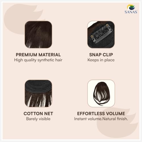 Image of Sanas Hair Bangs For Women (1Pc) Clip On Front Hair Extensions For Women Brown Children's Fake Bangs Hair Extensions For Woman Stylish Clip On Front Hair Patch For Woman Wedding (1Pc) (Natural Brown)