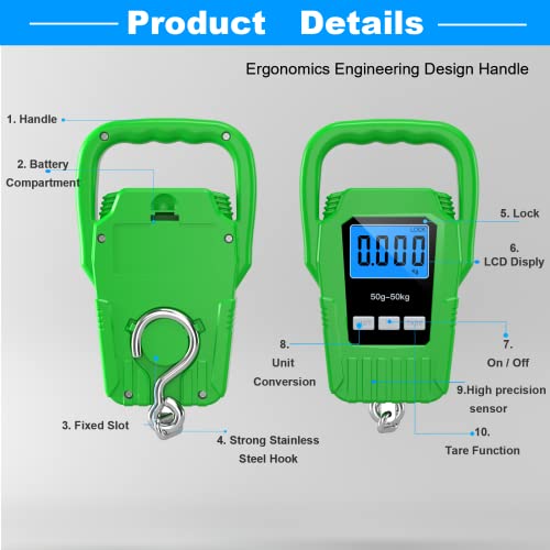 image for SKEAP Digital Fish Scale Hanging Scale Fishing Scale,110lb/50kg Luggag