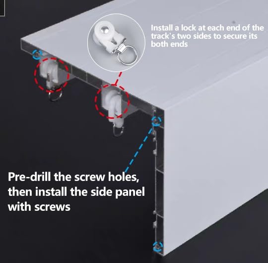 Caja de cortina con rieles dobles ERRULAN de aluminio, cornisa para pared de 190 cm 4