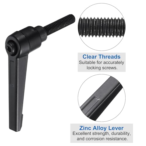Image of uxcell 4pcs Clamping Lever Adjustable Handle Set Metric M6 x 25mm Male & M6 Female Thread Level Handles Hand Stud Knobs Quick Release Black for Lathe Machinery