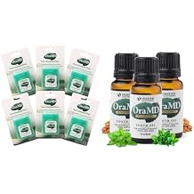 OraMD Pure Unwaxed Dental Floss 6-Pack Plus Extra Strength Tooth Oil 3-Pack Natural Toothpaste Mouthwash Alternative Chemical Free