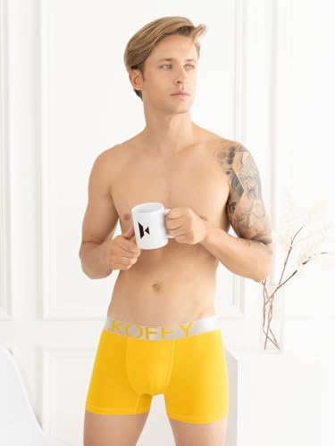 Image of KOFFY Men's Malleable Cotton Lycra Long Trunk with Minus Cutting Pouch and Moisture Wicking Properties