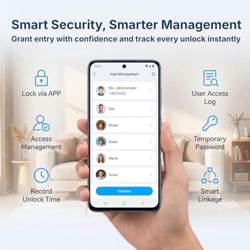 RUIKANG POWER WiFi Smart Door Lock - Keyless Entry Door Lock for Front Door, Fingerprint Door Lock with App Control, 5-in-1 Touchscreen Deadbolt with 6 Keys & 2 NFC Cards, Built-in 2.4G WiFi — view 5