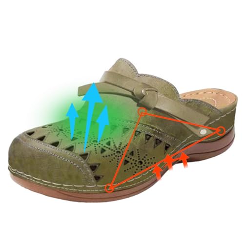 Mules for Women Clogs with Arch Support Slip on Shoes Vintage Closed Toe Comfortable Comfort Flat Snadals Hollow Casual Summer Wedge Sandals Flower Cross-Border Beach Sports Cute Slippers2