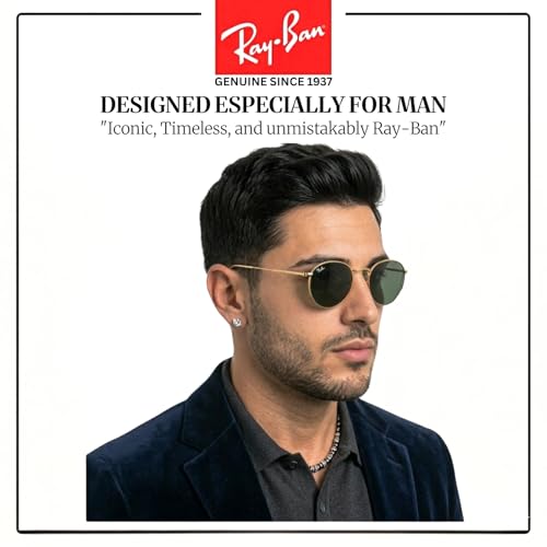 Image of Ray-Ban RB3447N ROUND FLAT LENSES Round Shaped Sunglasses for Men with Official RAYBAN Eyewear Kit