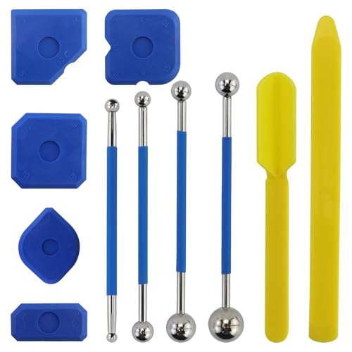 Lot de 4 grattoirs à joints, extracteur de billes en métal et 5 lisseurs de joints en silicone, extracteur de joints en silicone, kit d'outils de lissage pour carrelage de salle de bain, cuisine