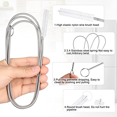 Flexible Reinigungsbürste, 155cm Multifunktionale Weiche Reinigungsbürste für Rohre mit Schmalem Abflussloch