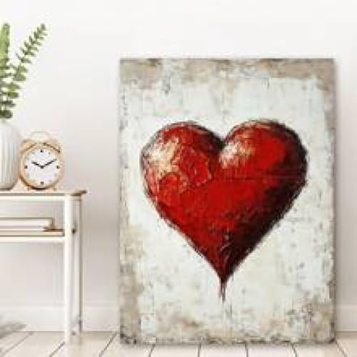Toile murale vintage cœur rouge grand format pour suspendre un message d'amour
