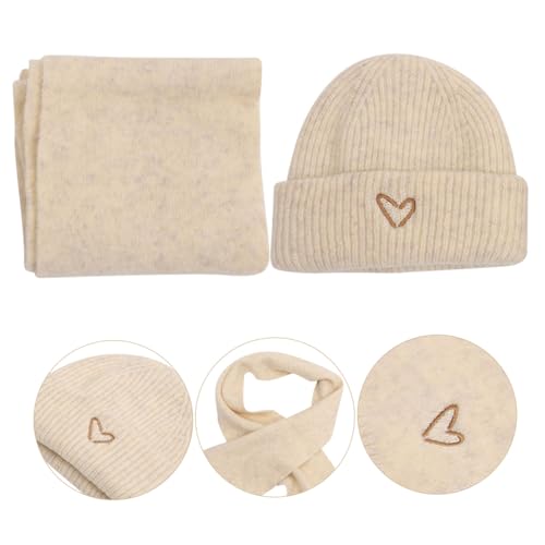 Bonnet et écharpe fille cœur brodé ensemble d'hiver douillet - 4