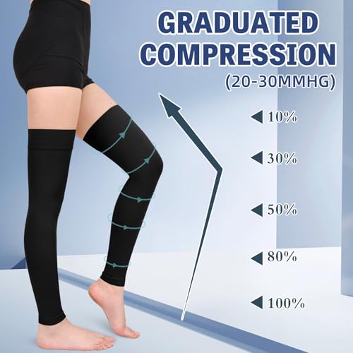 Image of 20-30 mmHg Compression Stockings for Women & Men,Thigh High Medical Compression Socks,Support Graduated Compression Hose Sock for Treatment Varicose Veins Swelling-Closed Toe /Open Toe /Footless