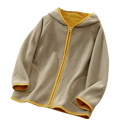 𝗣olar Fleece Hooded Coat for Toddler Boys Girls Lightweight Zip Up Fuzzy Outerwear Windproof Jacket with Pocket