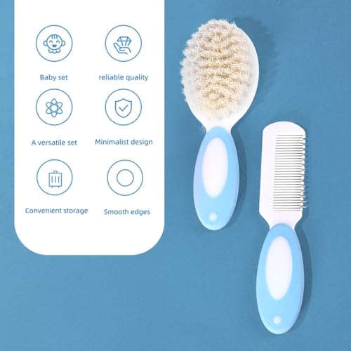 Image of TONY STARK Baby Brush and Comb Set, Newborn Essentials Set with Baby Comb and Soft Bristle Hair Brush for Your Toddler's Scalp (Blue)