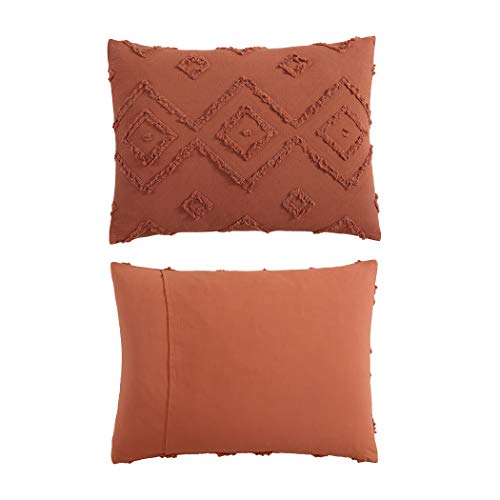 Swift Home Rukai 100% Cotton Washed Clip Jacquard Gauze 5-Piece Bedding Comforter Set, All Season & Breathable, Oeko-Tex Certified – Rust, Full/Queen #TOP7