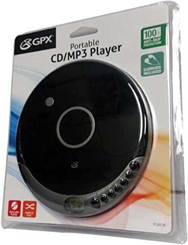 GPX PC807B Leitor de MP3/CD portátil pessoal com proteção anti-pular com fones de ouvido estéreo, pr