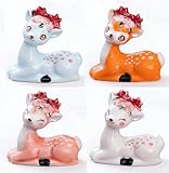 Cute Sika Deer Ceramic Utensil Rest Set of 4 – Chopstick Rest and Spoon Holder, Perfect for Christmas Gifts, Kitchen and Dining Table Decoration