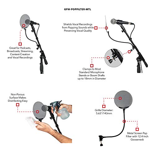 Gator Frameworks Metal Screen Pop Filter With 12.4-Inch Gooseneck (Gfw-Popfilter-Mtl) #TOP5