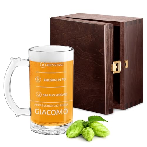 Maverton Boccale birra personalizzato con incisione - Regalo uomo compleanno - Bicchieri birra con manico 400 ml - Vetro di alta qualità altezza 15 cm - Idee regalo uomo per ogni occasione