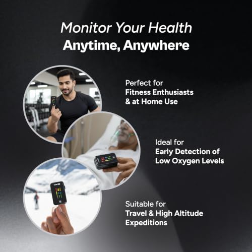 Image of Tata 1mg Fingertip Pulse Oximeter | High Accuracy SpO2 Monitor & Pulse Rate Device | OLED Display | Perfusion Index Indicator | Portable Oxygen Saturation Monitor for Adults