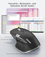 TECKNET Bluetooth kabellose Maus(BT 5.3/5.0+2,4G), Seitliches Mausrad, Superschnelles Scrollen, Wiederaufladbare Ergonomische, Maus Silent Mouse 4800 DPI, 7 Tasten, für Mac OS,Windows, Grauschwarz – Ansicht 3