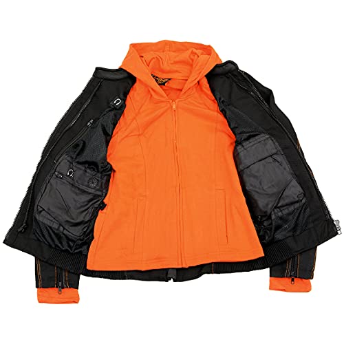 Nexgen Women's Doulon 1300 Nylon Twill Fleece Hooded Jacket (Black/Orange, Medium) #TOP3
